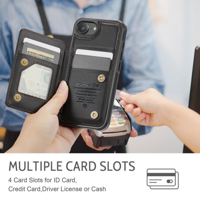 Caseme - CASEME C22 iPhone 16e Fodral Konstläder med RFID, Svart