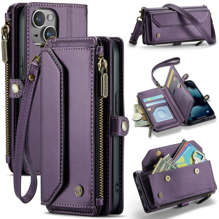Caseme - CASEME Plånboksfodral Konstläder för iPhone 13 mini med kortfack - Lila