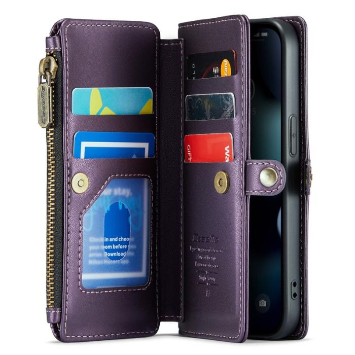 Caseme - CASEME Plånboksfodral Konstläder för iPhone 13 mini med kortfack - Lila