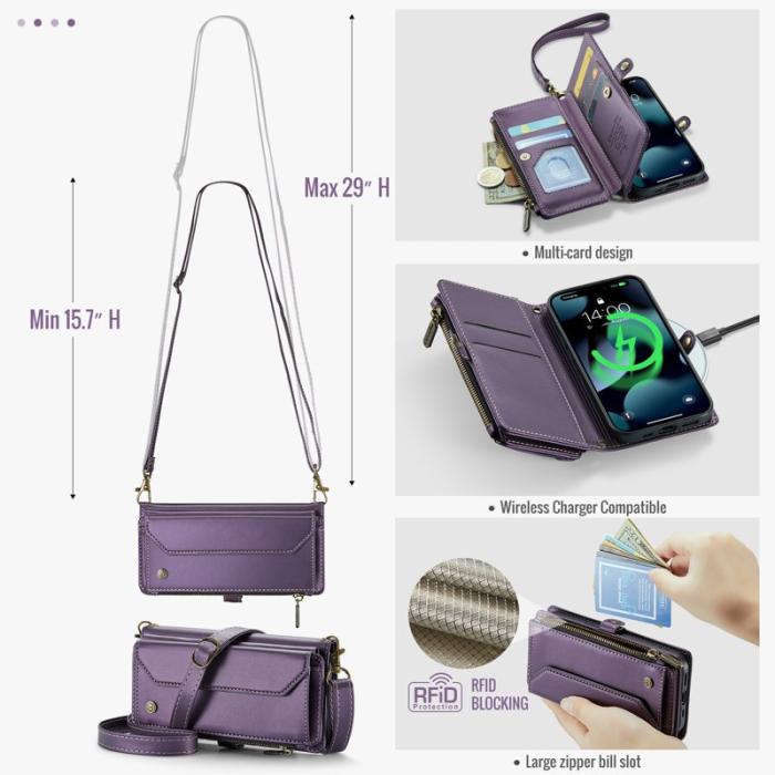 Caseme - CASEME Plånboksfodral Konstläder för iPhone 13 mini med kortfack - Lila
