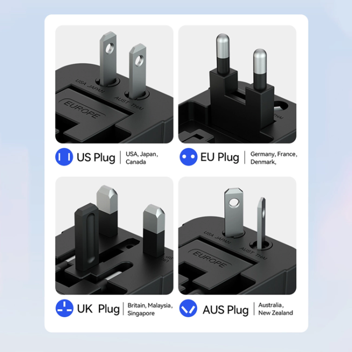 Wozinsky - Wozinsky Universal Reseadapter 24W 2xUSB-A EU/US/AUS/UK- Svart
