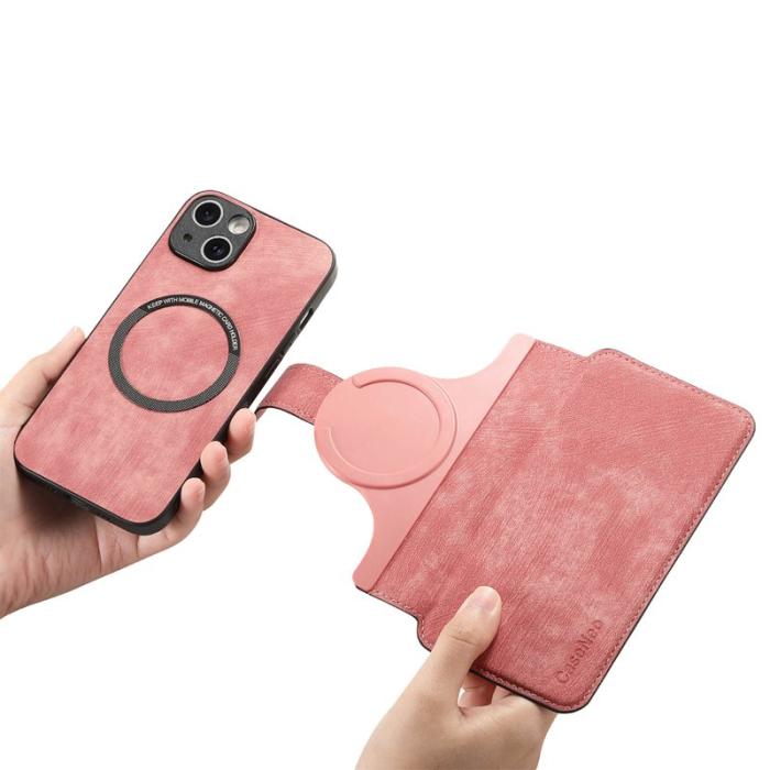CASENEO - CASENEO iPhone 14 Plus Plånboksfodral Konstläder - Rosa