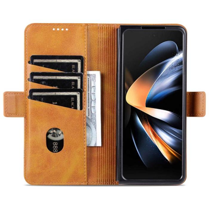 AZNS - AZNS Samsung Galaxy Z Fold3 5G Plånboksfodral Konstläder - Brun
