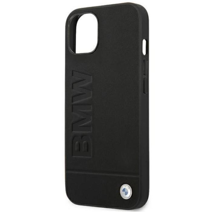 BMW - BMW iPhone 14 Plus Skal Läder Stamp - Svart