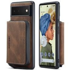 JEEHOOD - JEEHOOD Google Pixel 7 5G Konstl&auml;der Pl&aring;nboksfodral med Kickstand - Brun
