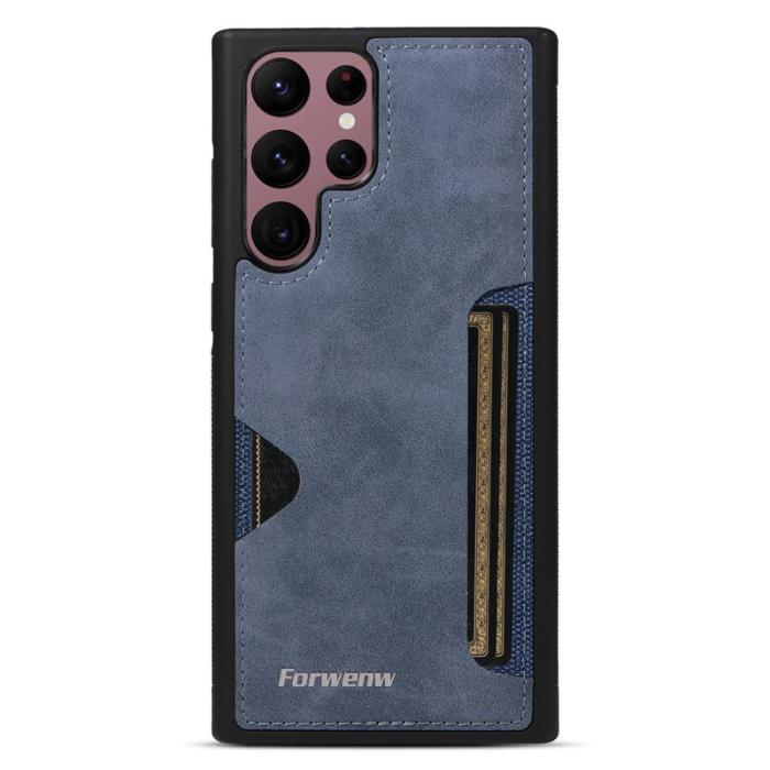 FORWENW - FORWENW F5 Series Samsung Galaxy S24 Ultra Fodral KonstLäder - Blå