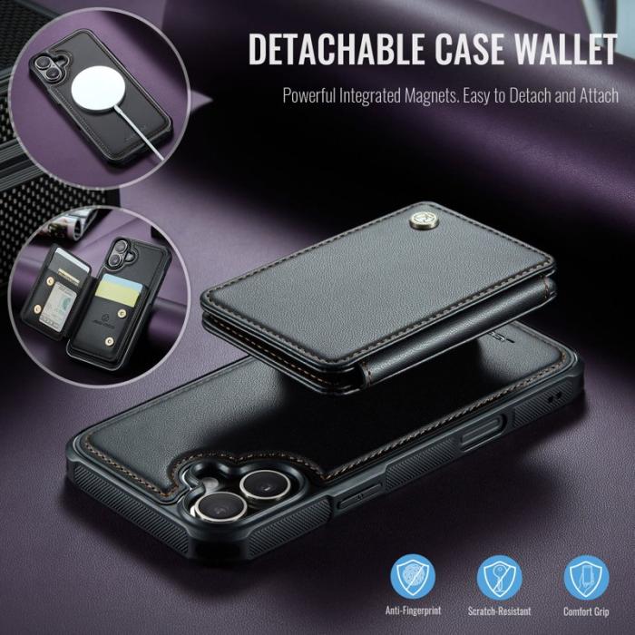 JEEHOOD - JEEHOOD J05 Fodral för iPhone 17 i Konstläder med Magnetisk Väska - Svart
