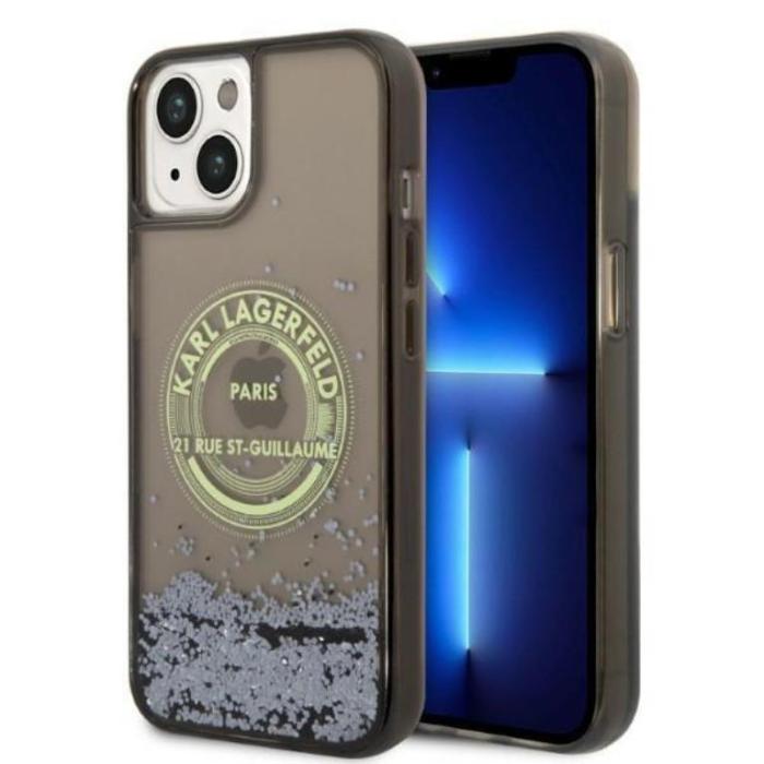 KARL LAGERFELD - Karl Lagerfeld iPhone 14 Skal Liquid Glitter RSG - Svart