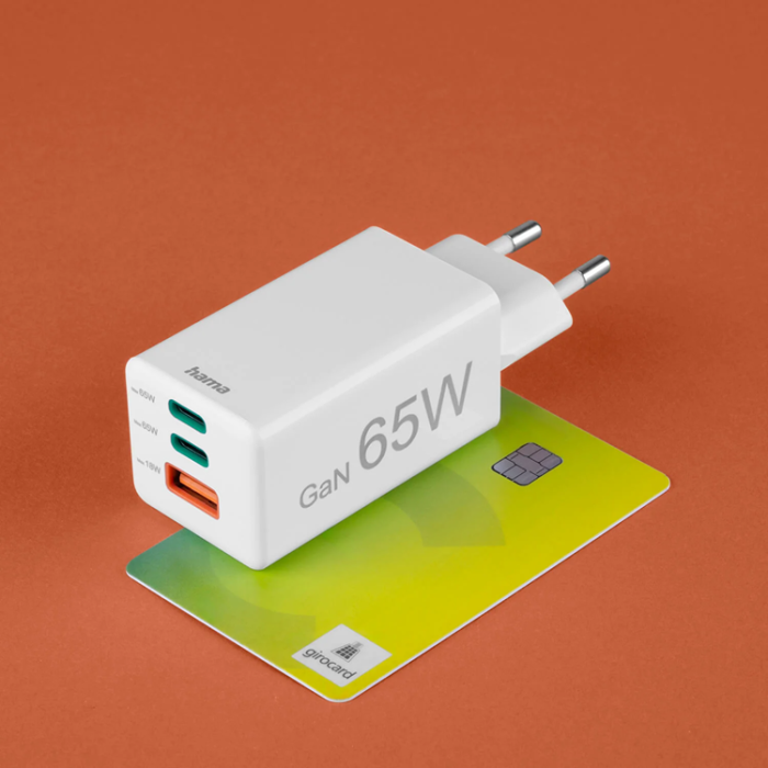 Hama - Hama Snabbladdare 65W 2xUSB-C 1xUSB-A GaN - Vit