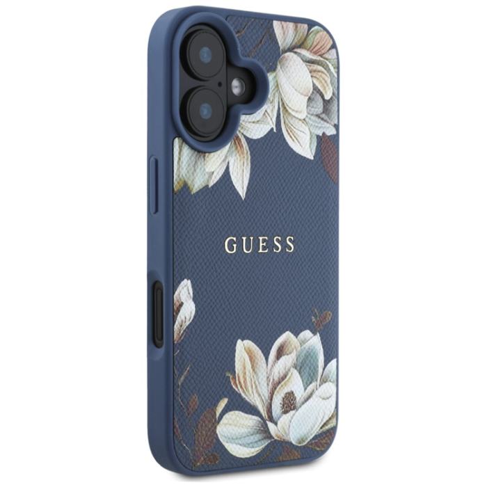 Guess - Guess iPhone 16 Mobilskal Magsafe Flower Pattern - Blå