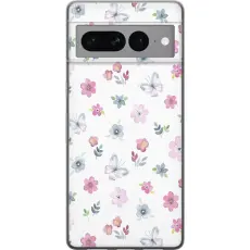 Gustaf - Mobilskal till Google Pixel 7 Pro med Blommor och fj&auml;rillar