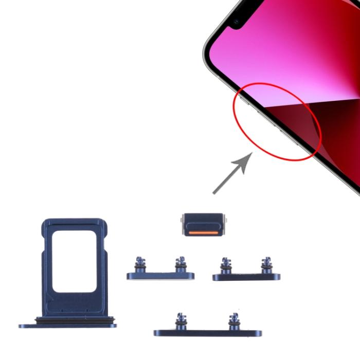 UTGATT1 - iPhone 13 Simkortshållare (Dual) + Sidoknappar - Blå