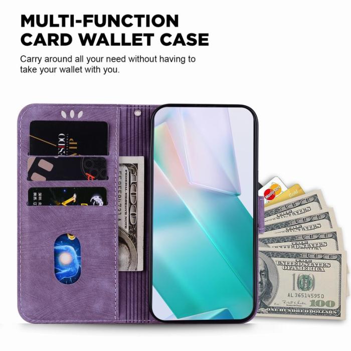 OEM - Samsung Galaxy S26 Fodral Tiger Präglat Äkta Läder Stöttåligt - Lila