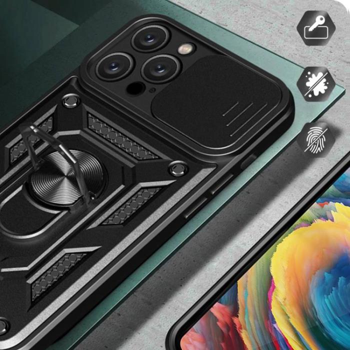 OEM - iPhone 14 Pro Skal Kameraskydd Kickstand - Svart