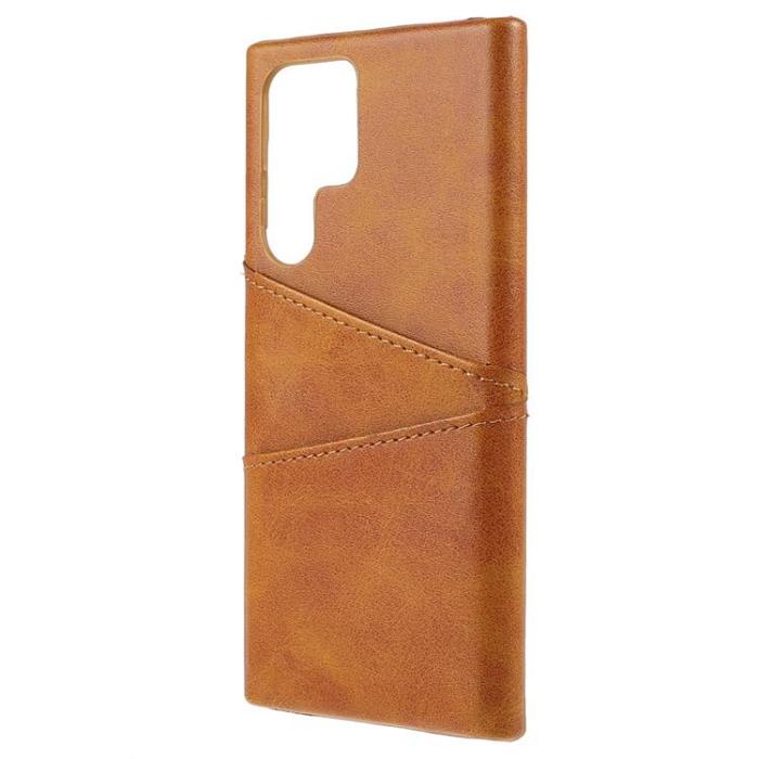OEM - Kortplats Läder Skal Galaxy S22 - Brun