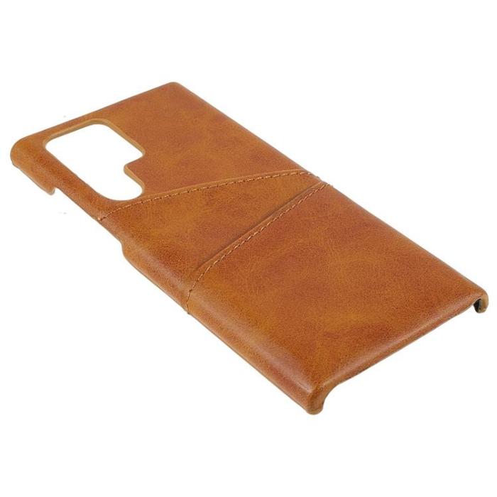 OEM - Kortplats Läder Skal Galaxy S22 - Brun