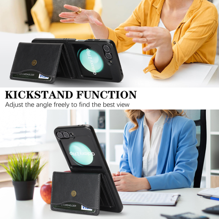 A-One Brand - Galaxy Z Flip 6 Mobilskal MagSafe Detachable Korthållare Kickstand