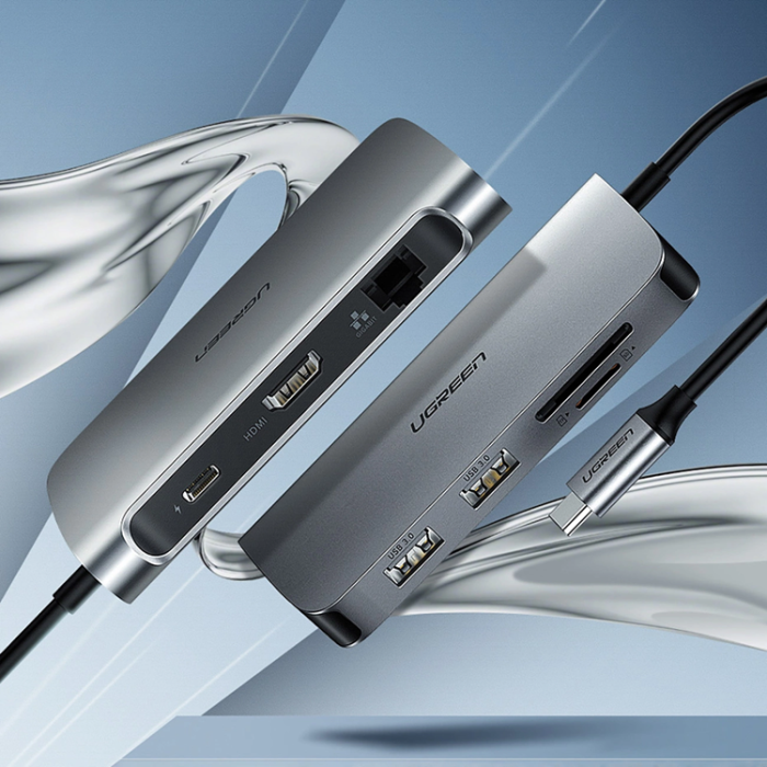 Ugreen - Ugreen 9in1 HUB USB-C Till USB-C, HDMI, VGA, RJ45, SD/TF Kortläsare, 3xUSB-A 3.0