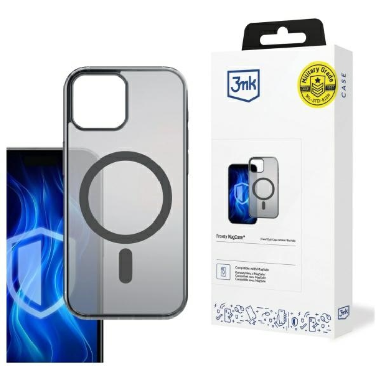 3MK iPhone 14 Mobilskal MagSafe Frosty - Svart | 2353 | AlltMobil