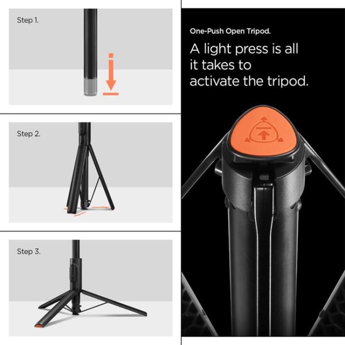 Spigen - Spigen Selfiestick Tripod Bluetooth S541W - Svart