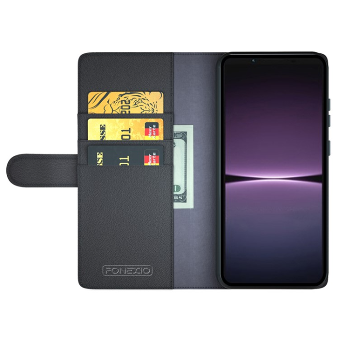 OEM - Sony Xperia 1 V Plånboksfodral Äkta Läder Flip - Svart