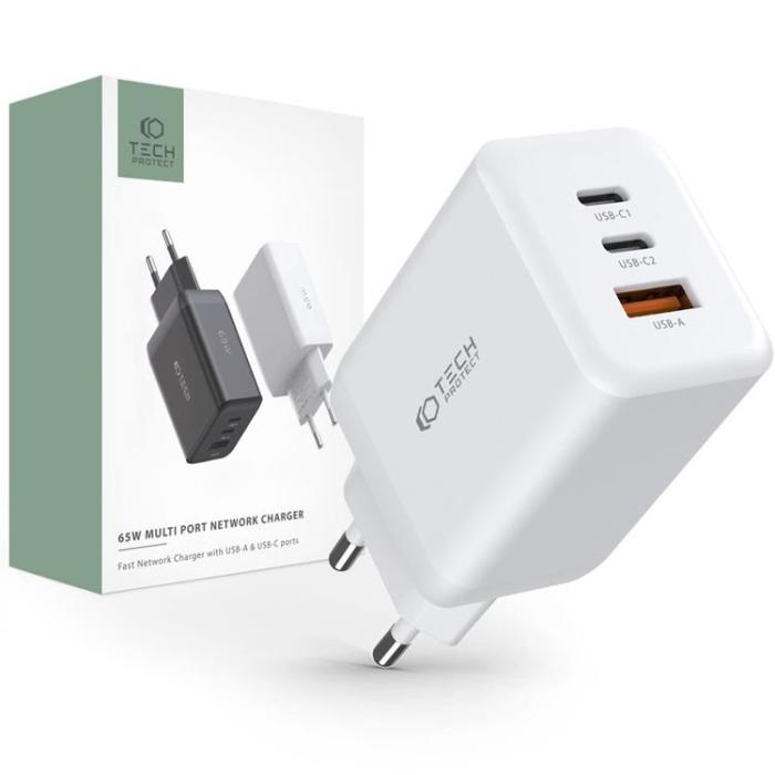 Tech-Protect - Tech-Protect 3-Port Väggladdare 30W - Vit