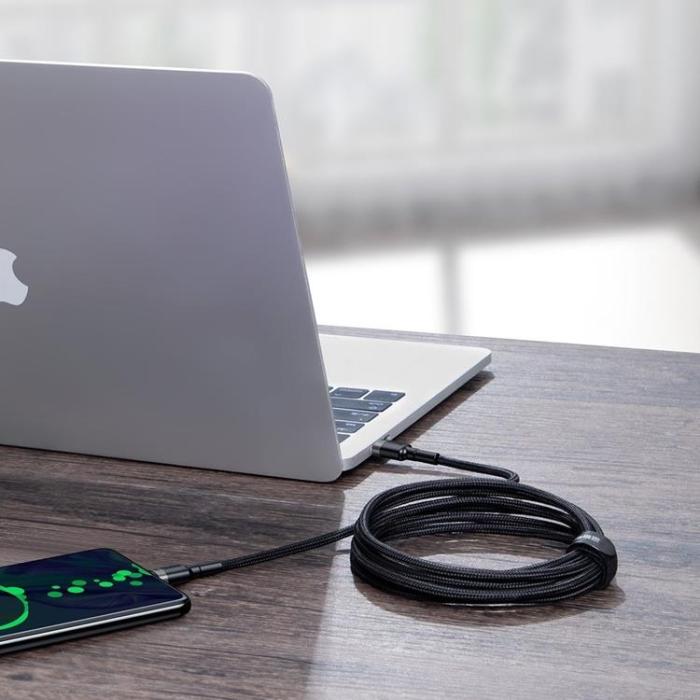 BASEUS - Baseus Nylon USB-C till USB-C kabel 100W 2m - Grå