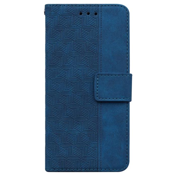OEM - Samsung Galaxy S26 Fodral Geometriskt Mönster Äkta Läder - Blå