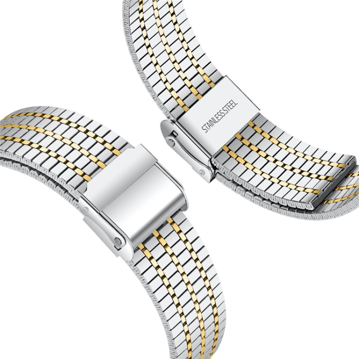 A-One Brand - Galaxy Watch 8/8 Classic (40/44/46mm) Armband Stainless Steel - Silver/Guld