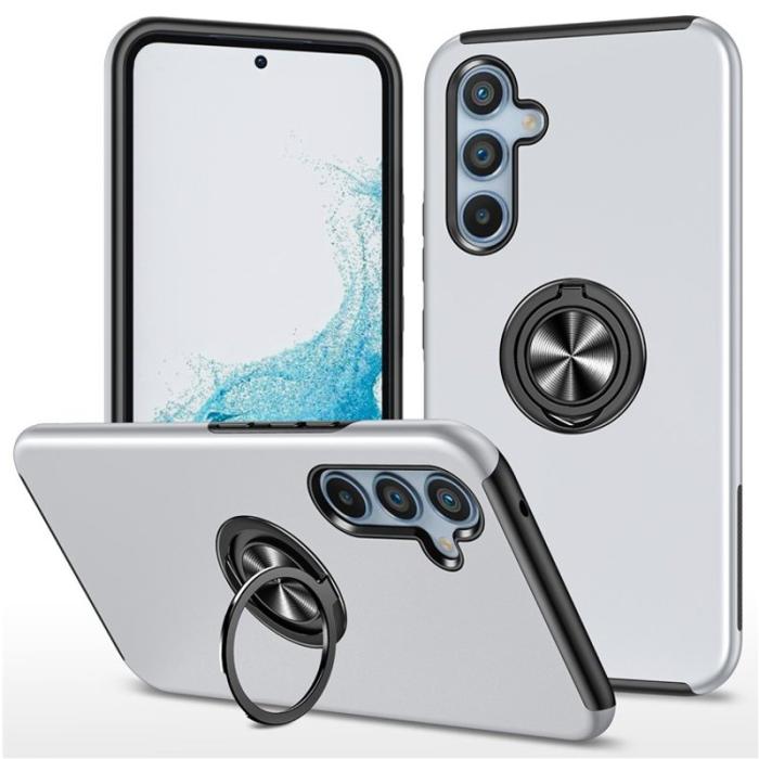 OEM - Mobilskal till Samsung Galaxy S26 Plast Med Rotera Ringhållare - Silver