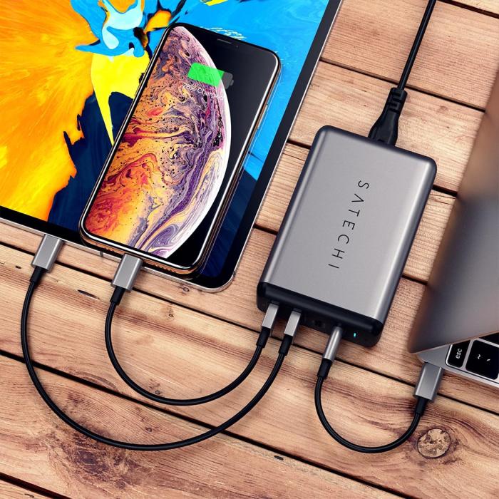 UTGATT1 - Satechi 75W PD reseladdare med dubbla USB-C och USB-A uttag