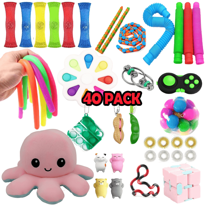 Adventskalender - Adventskalender 2023 - 40-Pack Fidget Pop it Toys för Vuxna & Barn (B)