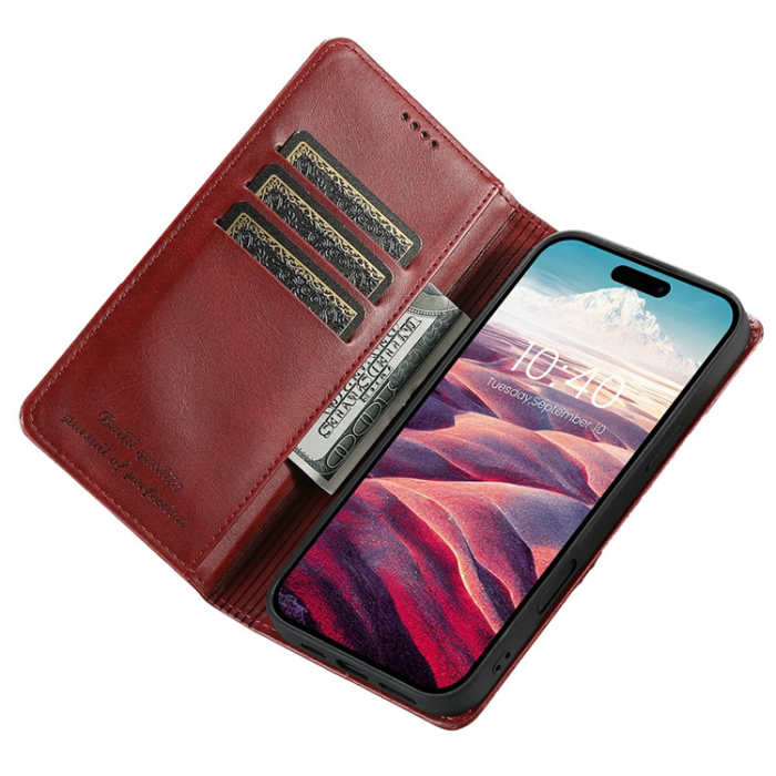 SUTENI - SUTENI iPhone 17 Plånboksfodral PU Läder - Röd
