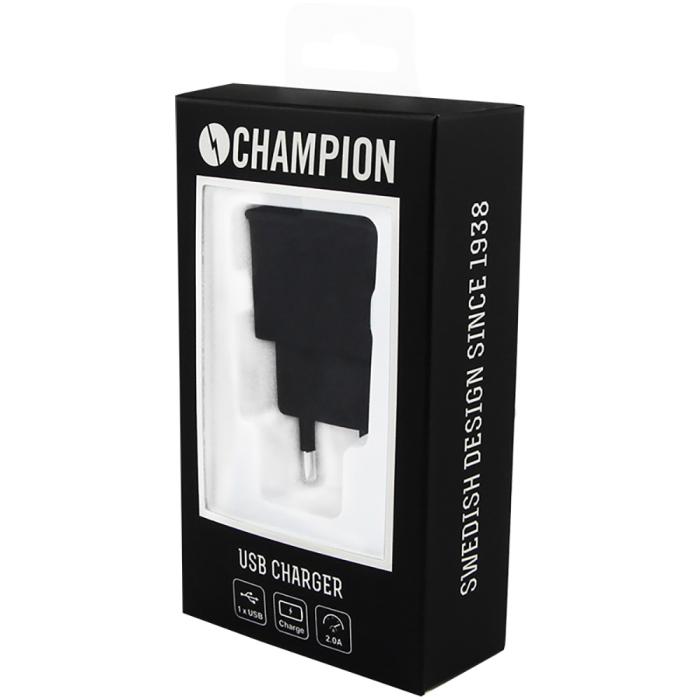 UTGATT5 - Champion USB Laddare 230V 2.1A Svart