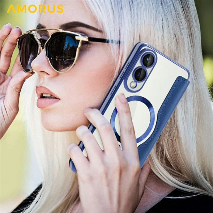 Amorus - Amorus Galaxy S25 Edge Plånboksfodral Magsafe RFID - Sapphire