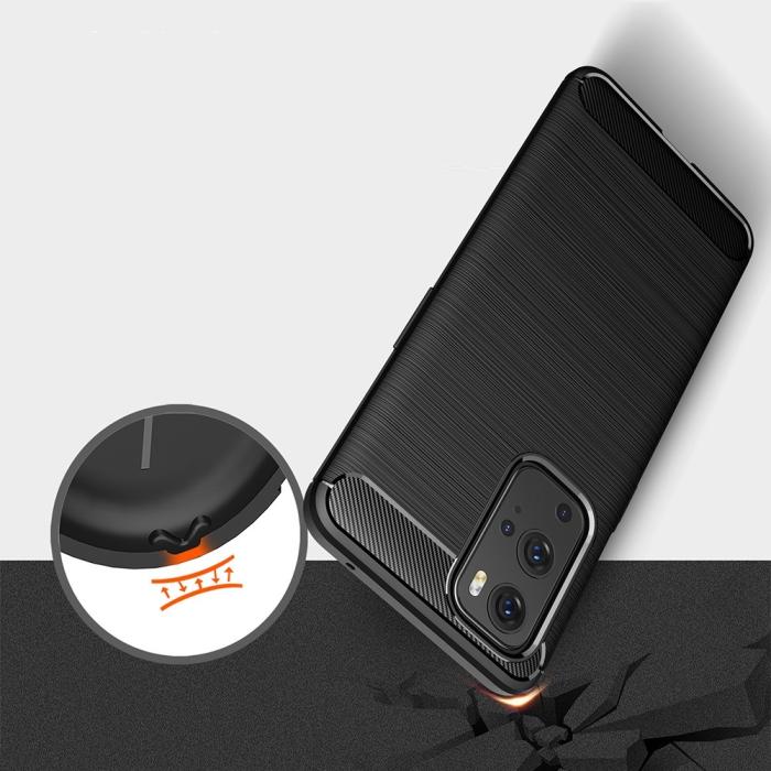 A-One Brand - Carbon Brushed Mobilskal till Oneplus 9 Pro - Svart