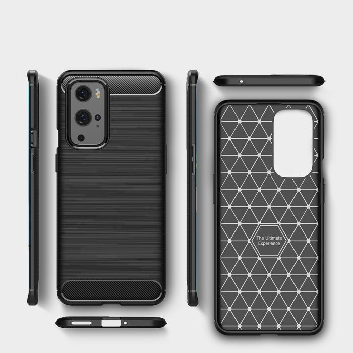 A-One Brand - Carbon Brushed Mobilskal till Oneplus 9 Pro - Svart