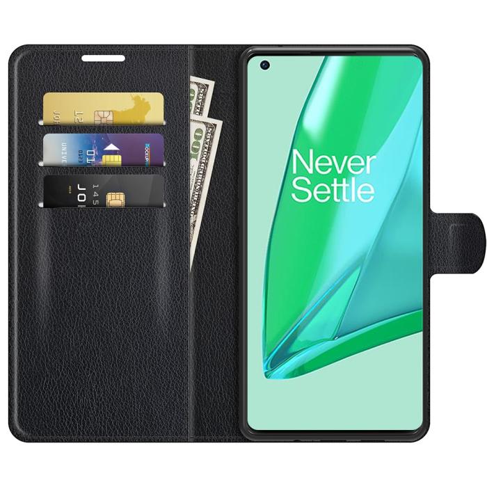 OEM - Litchi Läder Plånboksfodral Oneplus 9 Pro - Svart