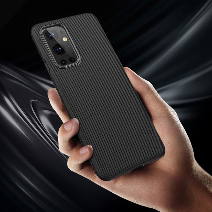 A-One Brand - Twill Texture Flexicase Skal till Oneplus 9 Pro - Svart