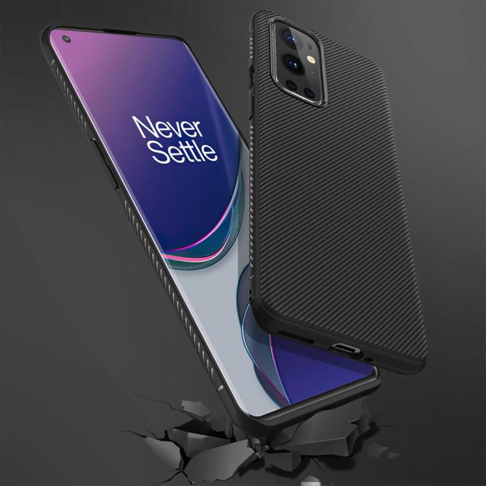 A-One Brand - Twill Texture Flexicase Skal till Oneplus 9 Pro - Svart