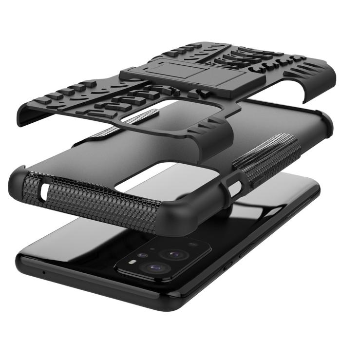 A-One Brand - Tyre Kick-Stand Mobilskal till Oneplus 9 Pro - Svart