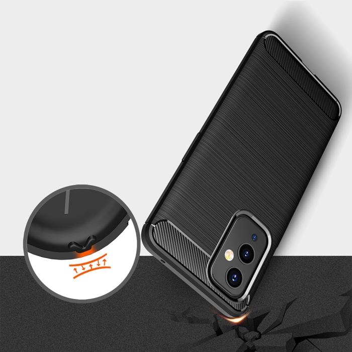 A-One Brand - Carbon Fiber Mobilskal till Oneplus 9 - Svart