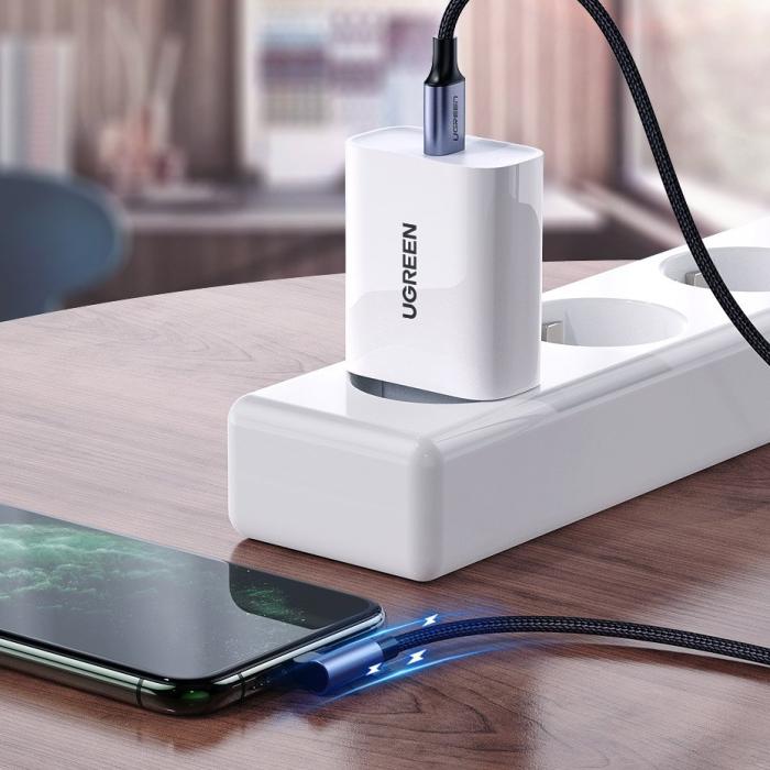 UTGATT4 - UGreen MFI Elbow USB-C - lightning Kabel 3 A 1,5 m Grå