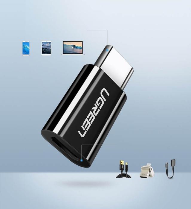 Ugreen - Ugreen micro USB - USB Type C adapter Svart