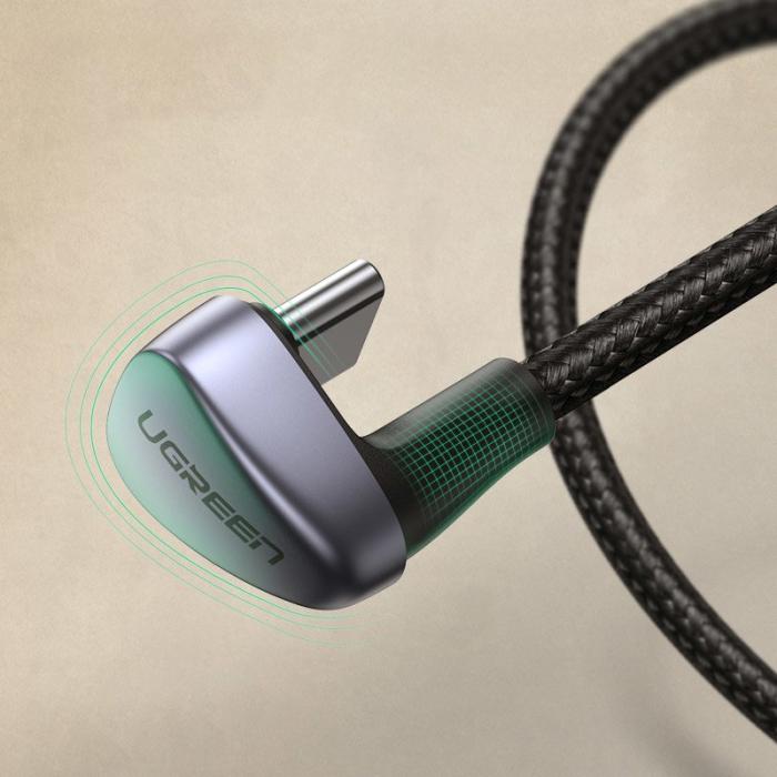 Ugreen - Ugreen nylonflätad USB-C till USB-A kabel angled 1m Grå
