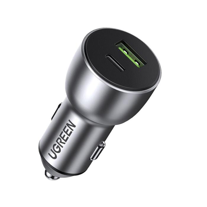 Ugreen - Ugreen snabb Billaddare USB/USB-C 3.0 36 W 3 A Grå