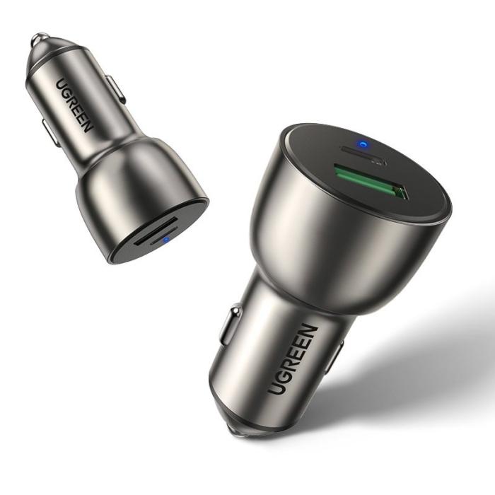 Ugreen - Ugreen snabb Billaddare USB/USB-C 3.0 36 W 3 A Grå