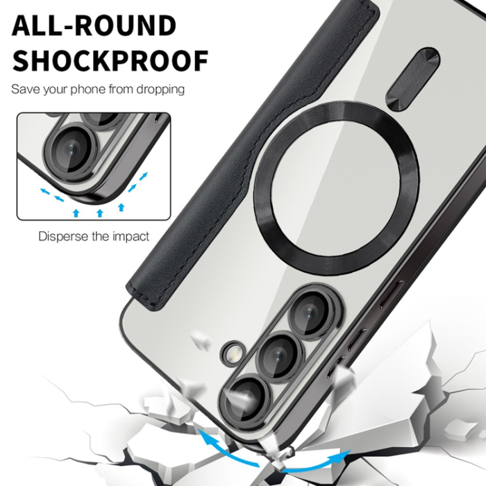 A-One Brand - Galaxy S25 Plus Plånboksfodral MagSafe RFID Blocking - Svart
