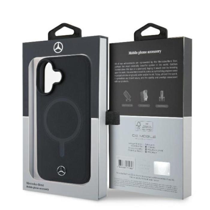 Mercedes - Mercedes iPhone 16 Mobilskal Magsafe Plain Smooth Läder - Svart