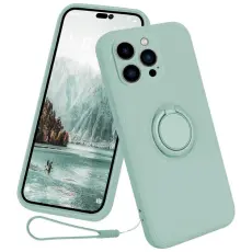 OEM - Mobilskal till iPhone 15 Pro Max Ringh&aring;llare Liquid Silikon - Cyan